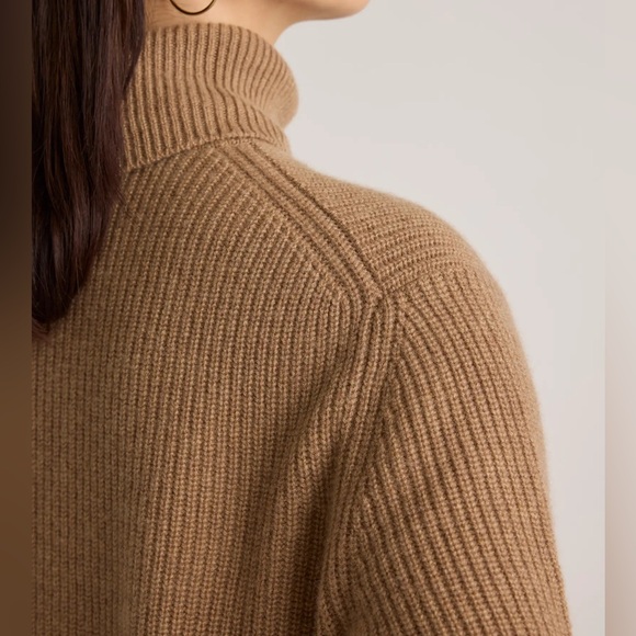 Quince Mongolian Cashmere Fisherman Turtleneck Sweater in Teak - Picture 4 of 11